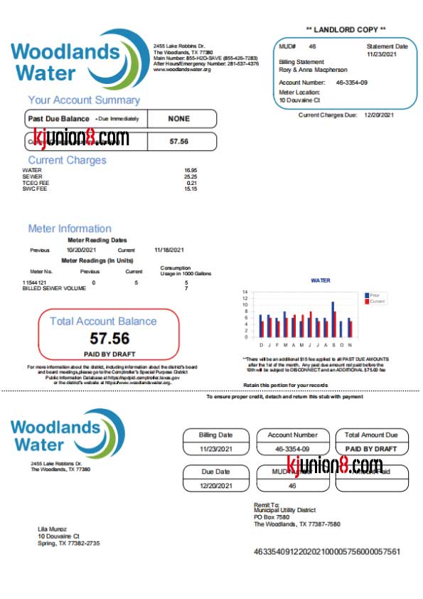12 德克萨斯州水电账单