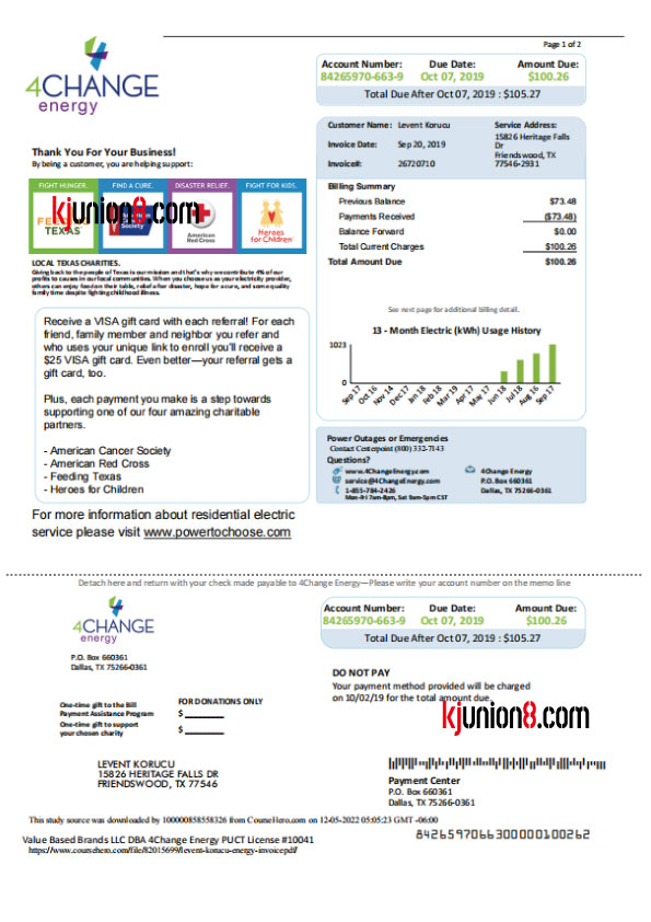 15 德克萨斯州电费账单