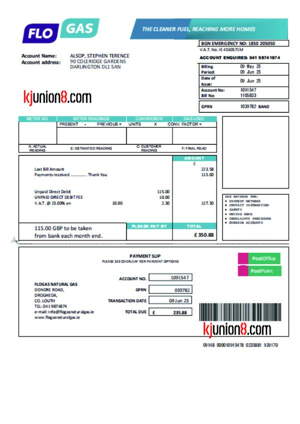 26 爱尔兰共和国天然气账单