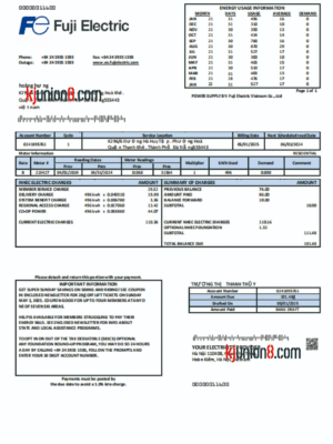 越南电费账单 越南电费账单