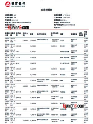 招商银行对公账户流水单