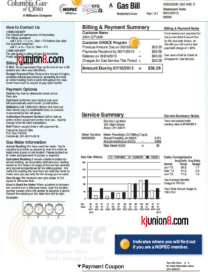 美国俄亥俄州天然气账单