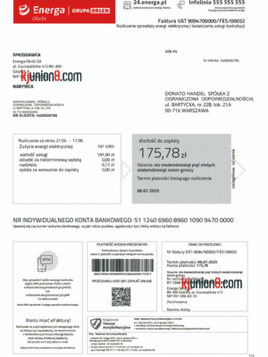 波兰电费账单 波兰电费账单