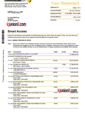 Commonwealth-Bank-of-Netherlands（澳大利亚联邦银行荷兰分行）对账单