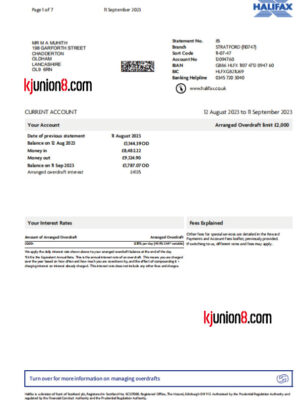 英国Halifax银行对账单