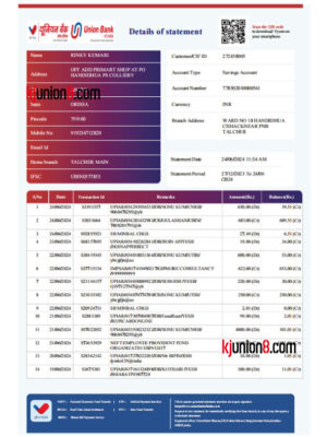 Union-Bank-of-India银行对账单