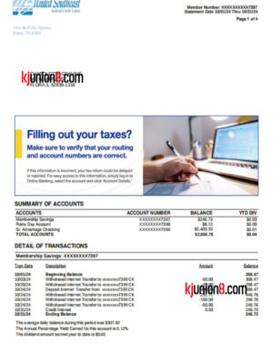 United-Southeast-Federal-Credit-Union对账单