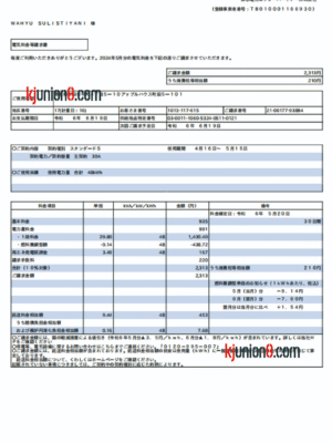 日本电费账单 日本电费账单