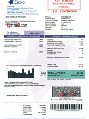 智利水费账单 智利水费账单