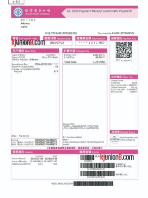 台湾省电费账单 台湾省电费账单