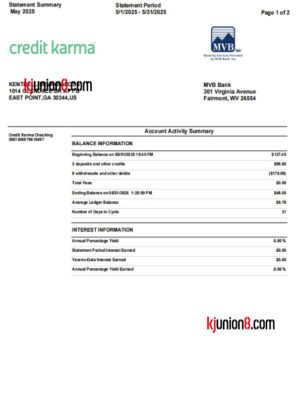 MVB Bank银行对账单