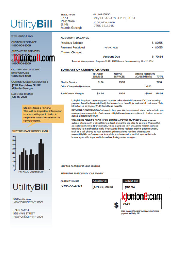 亚特兰大州电力 美国电力账单