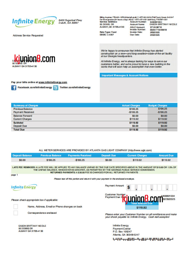美国水电燃账单