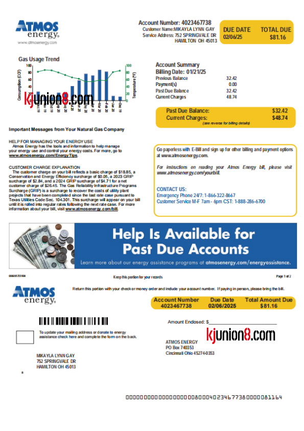 俄亥俄州天然气账单 美国俄亥俄州天然气账单