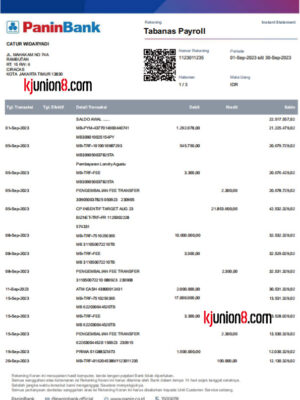 印尼泛印银行薪资单