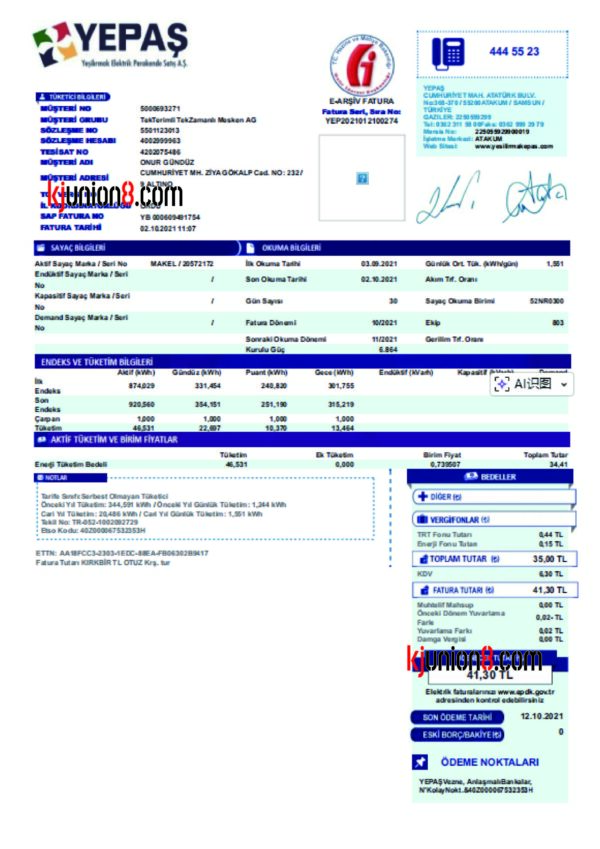 土耳其电费账单 土耳其电费账单