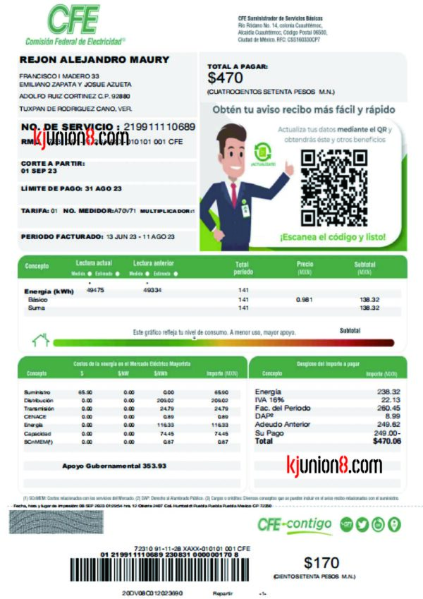 墨西哥电力账单