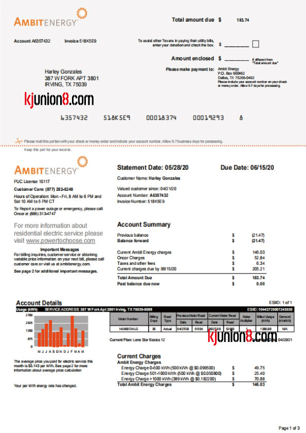 德克萨斯州水电账单 德克萨斯州水电账单