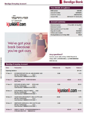BendigoBank银行账单