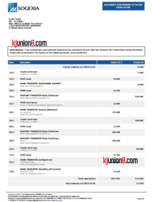 SOGEXIA银行对账单