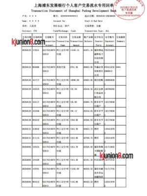 浦发银行个人流水