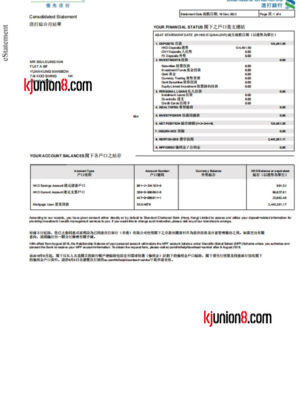 Standard Chartered银行对账单