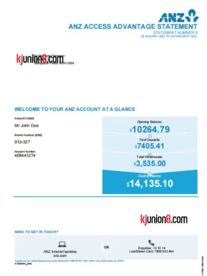 ANZ银行对账单（覆盖澳新及亚太地区）