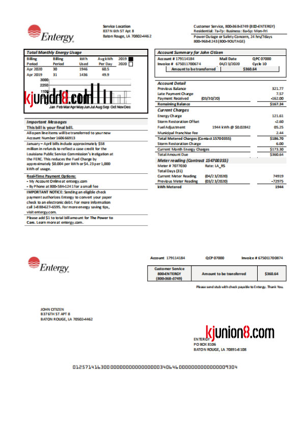 美国-电费 美国电费账单