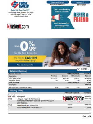 First South Financial银行对账单