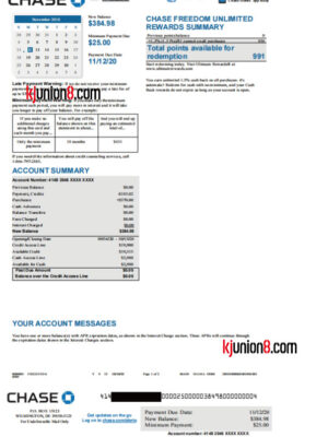 Chase信用卡对账单