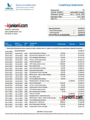 META Legal & Finance信用卡对账单