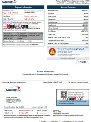 Capital One信用卡（白金万事达卡）