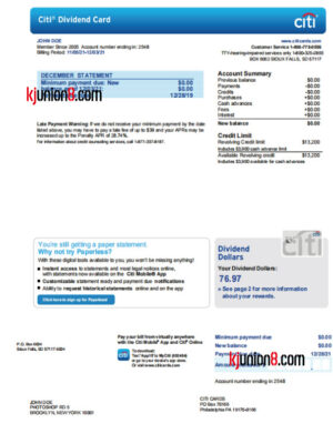 Citi信用卡对账单