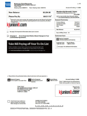 American Express信用卡对账单