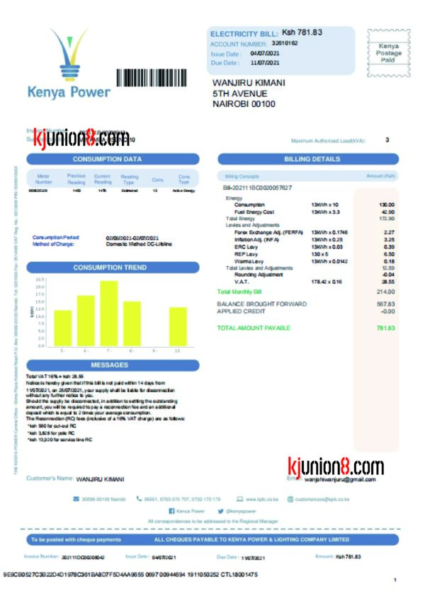 肯尼亚电力账单