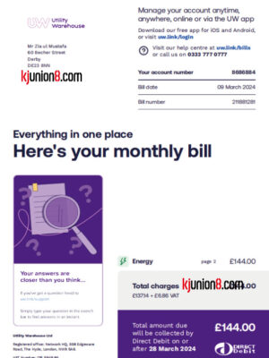 英国月度能源账单