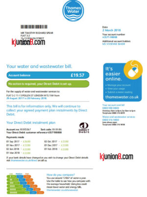 英国水费账单