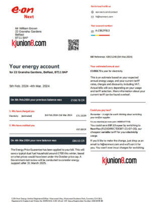 英国电费账单