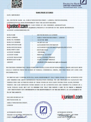 Deutsche Bank银行对账单