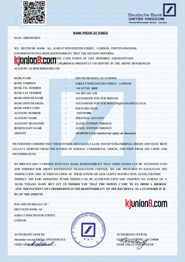 Deutsche Bank银行对账单