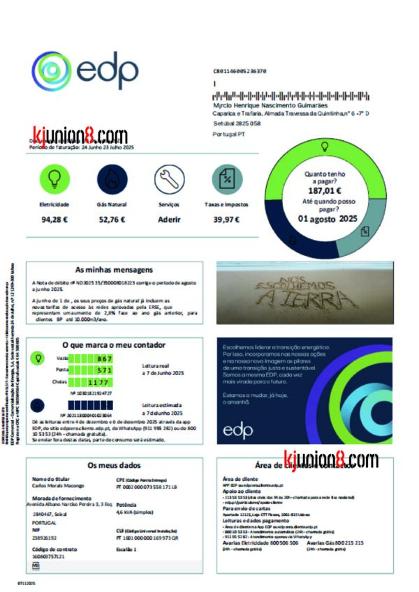 葡萄牙电力账单 葡萄牙电力账单