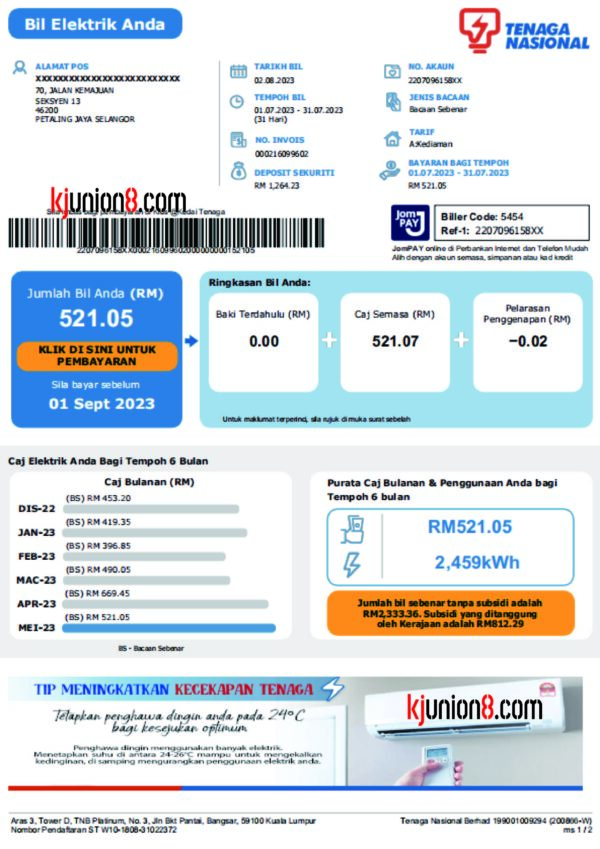 马来西亚电力账单