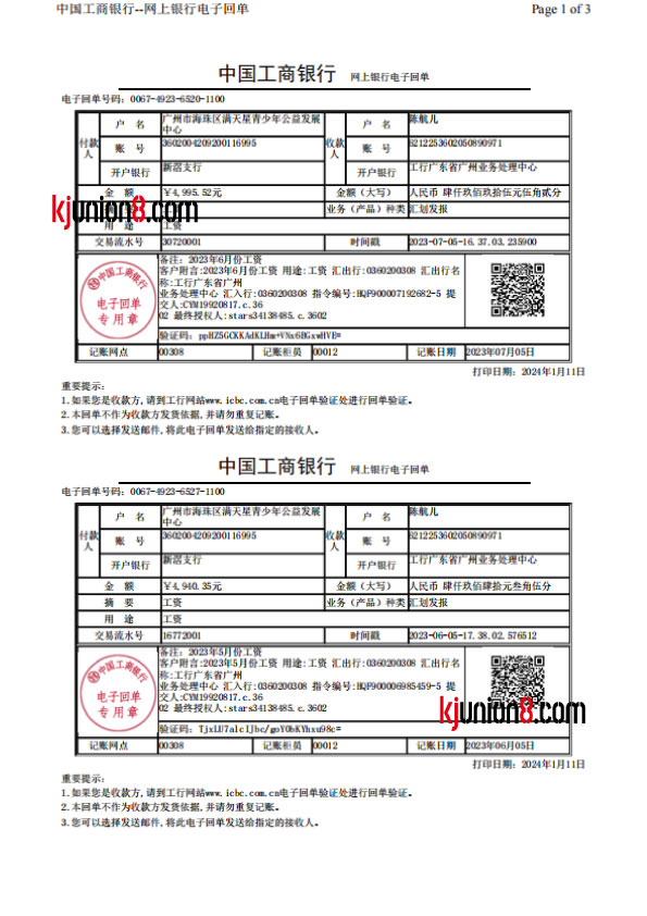 中国工商银行工资单