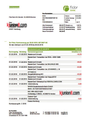 德国Fidor-Bank-AG对账单