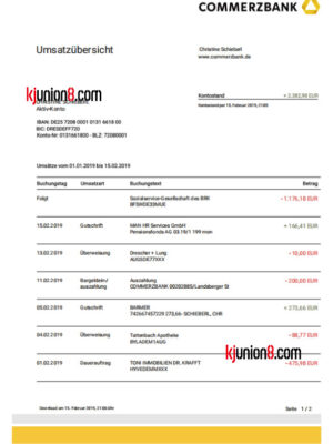 德国商业银行（Commerzbank）对账单