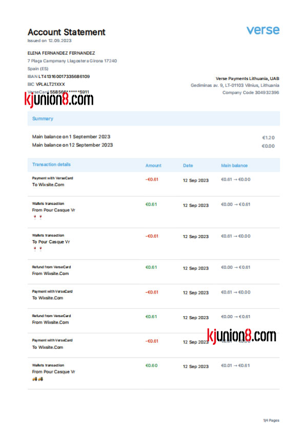 立陶宛Verse-Payments-账户对账单