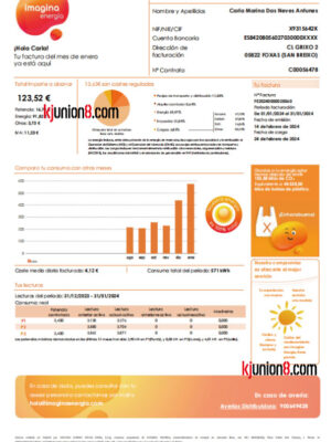 西班牙电费账单 西班牙电费账单模板,用于亚马逊卖家地址申诉证明