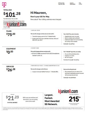 mei-guo-hua-fei-zhang-dan 美国话费账单模板,用于亚马逊地址申诉证明