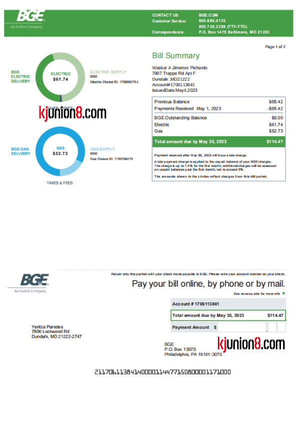 美国燃气与电力账单模板，用于亚马逊，跨境电商地址申诉证明