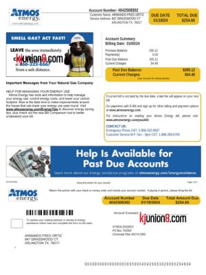 mei-guo-ran-qi-zhang-dan 美国燃气账单模板,用于亚马逊卖家地址申诉证明